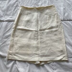 Vintage Mini‎ Skirt Ivory Womens 8 Linen Blend Quiet Luxury Made USA Minimalist